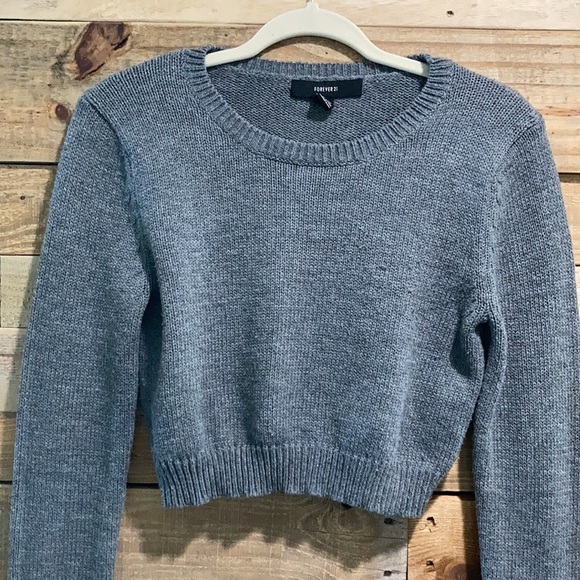 Forever 21 Long Sleeve Crop Sweater coat Grey size S - Picture 2 of 7